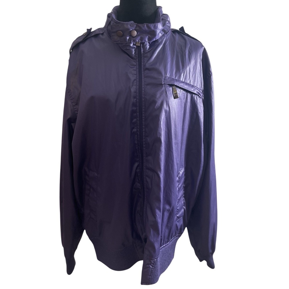 Smoke Rise NY Purple Bomber Jacket‎ Unisex Size Large Purple Zip Motorcycle Coat